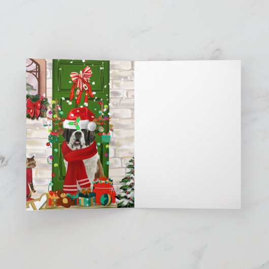 セントバーナード犬のクリスマス カード (内部)