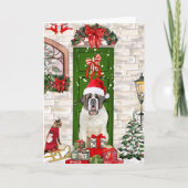 セントバーナード犬のクリスマス カード (正面)