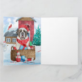 セントバーナード犬のクリスマス シーン 犬小屋と雪 カード (内部)