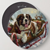 セントバーナード犬のクリスマス 缶バッジ (正面&裏面)