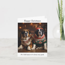 セントバーナード犬クリスマスカード カード
