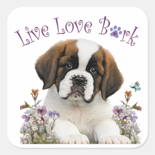 セントバーナード犬ママフローラ スクエアシール (正面)