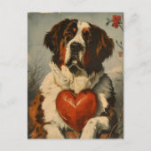 セントバーナード犬ヴィンテージバレンタインデー ポストカード (正面)