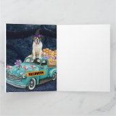 セントバーナード犬 ハロウィントラック 怖い夜 カード (内部)