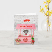 セントバーナード犬 バレンタインデーのキッシングブース カード (黄色い花)