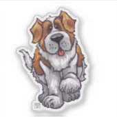 セントバーナード色彩の鮮やかポートレート シール (正面)