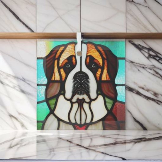 セントバーナード「ステンドグラス」 ガラスオーナメント