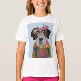 セントバーナード ヒッピーのデザイン Tシャツ
