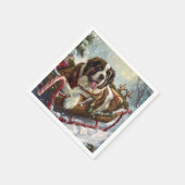 セントバーナード 犬 クリスマス フェスティブ スタンダードカクテルナプキン (角)