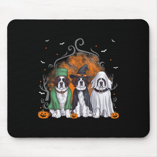 セントバーナード 犬 ハロウィン ゴースト 衣装 マウスパッド (正面)