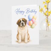 セントバーナード 誕生日 カード (黄色い花)