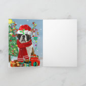 セントバーナード  雪の中のクリスマス犬 カード (内部)