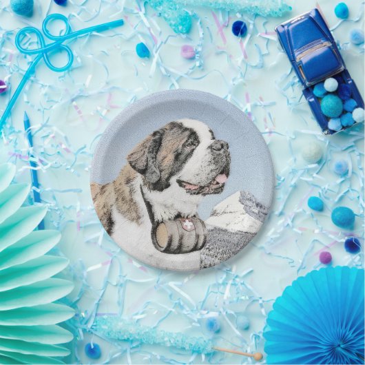 セントバーナ絵画ードズカウトオリジナルドッグアート ペーパープレート (パーティー)