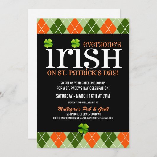 セントパッアーガイルクスデイパーティの招待状 招待状 (正面/裏面)