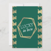 セントパッツクデイラッキーブライダルシャワーグリーン金ゴールド 招待状 (正面)