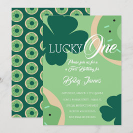 セントパッツラッキーファースト誕生日シャムロックドーナツ 招待状