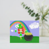 セントパットデイレッドヘッドガールレプレシャンとレインボー ポストカード (スタンド正面)