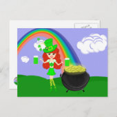 セントパットデイレッドヘッドガールレプレシャンとレインボー ポストカード (正面/裏面)