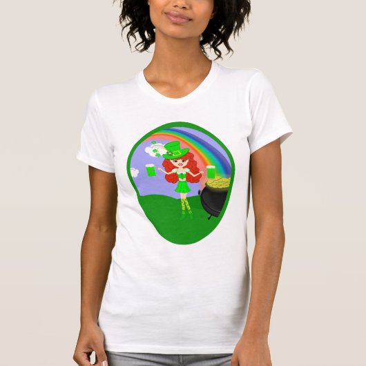 セントパットデイレッドヘッドガールレプレシャンとレインボー Tシャツ (正面)