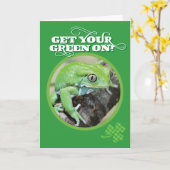 セントパティの日のカエルにグリーンを取る カード (黄色い花)