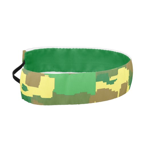 セントパティ迷彩柄 – イエローグリーンデザイン アスレチックヘッドバンド (左)