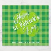 セントパトックデイラッキークローバーグリーンタータンチェックカスタム ビールラベル (シングルラベル)