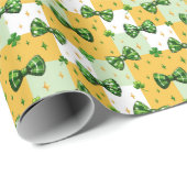 セントパトリックお祝いパターン、グリーンボウクローバー ラッピングペーパー (ロールコーナー)