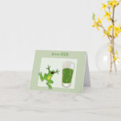 セントパトリックのグリーンビールとカエルのカード カード (黄色い花)