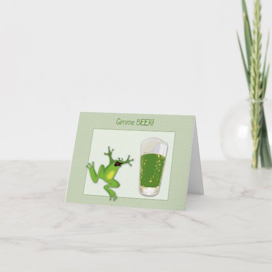 セントパトリックのグリーンビールとカエルのカード カード (正面)