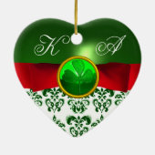 セントパトリックのケルトハートグリーンシャムロックモノグラム セラミックオーナメント (裏面)