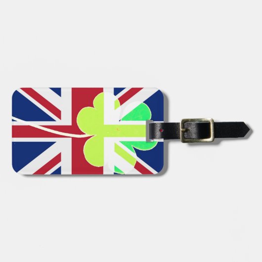 セントパトリックのシャムロックのクローバーのイギリスの旗アイルランド ラゲッジタグ (正面横)