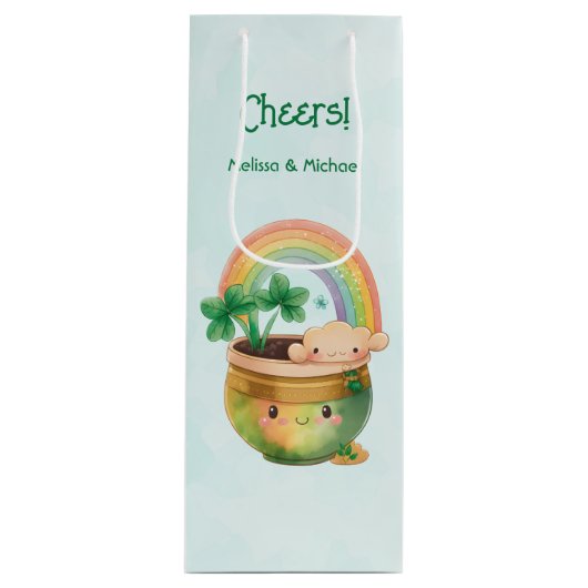 セントパトリックのデイお洒落レインボー&クローバー ワインギフトバッグ (正面)