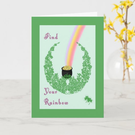 セントパトリックのデイカードと金ゴールドデザインのポット カード (黄色い花)