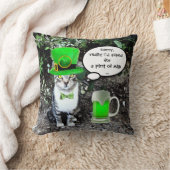 セントパトリックのデイキャットとグリーンアイリッシュビール クッション (ブランケット)