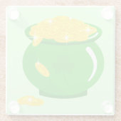 セントパトリックのデイシャムロックポット金ゴールドケルト結び目模様 ガラスコースター (裏面)