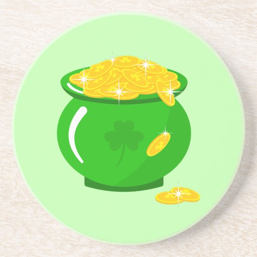 セントパトリックのデイシャムロックポット金ゴールドケルト結び目模様 コースター (正面)
