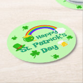 セントパトリックのデイシャムロックポット金ゴールドケルト結び目模様 ラウンドペーパーコースター (アングル)