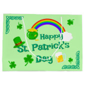 セントパトリックのデイシャムロックポット金ゴールドケルト結び目模様 ラージペーパーバッグ (裏面)