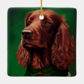 セントパトリックのデイドレスを着たアイルランドの赤いセッター犬 セラミックオーナメント (裏面)