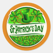 セントパトリックのデイハットシャムロックスグリーンオレンジ ラウンドシール (正面)