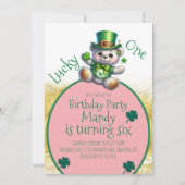 セントパトリックのデイベアーガール誕生日ラッキーワン 招待状 (正面)