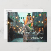 セントパトリックのデイ美しいが樽の上に座る ポストカード (正面/裏面)