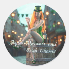 セントパトリックのデイ美しいが樽の上に座る ラウンドシール