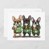 セントパトリックのデイ・ブルフランスのドッグ シーズンポストカード (正面/裏面)