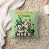 セントパトリックのハッピーゴーラッキーハスキー クッション (ブランケット)