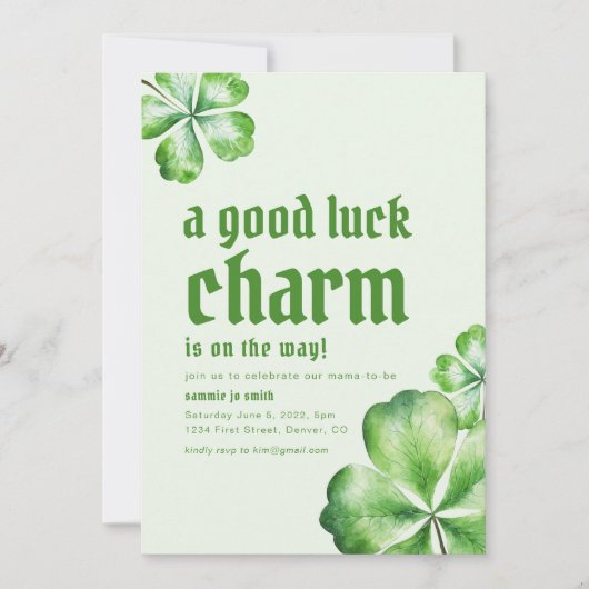 セントパトリックのパティベイビーシャワーパーティー招待状 招待状 (正面)