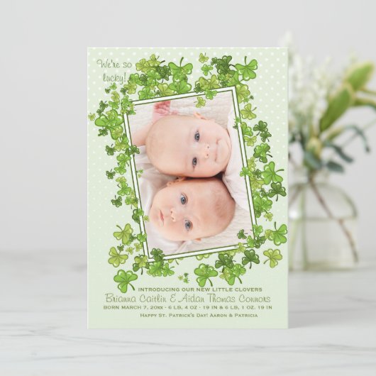 セントパトリックのベビーの写真の誕生の発表 案内状 (スタンド正面)