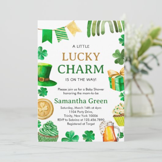セントパトリックのベビーシャワー招待状 招待状 (スタンド正面)