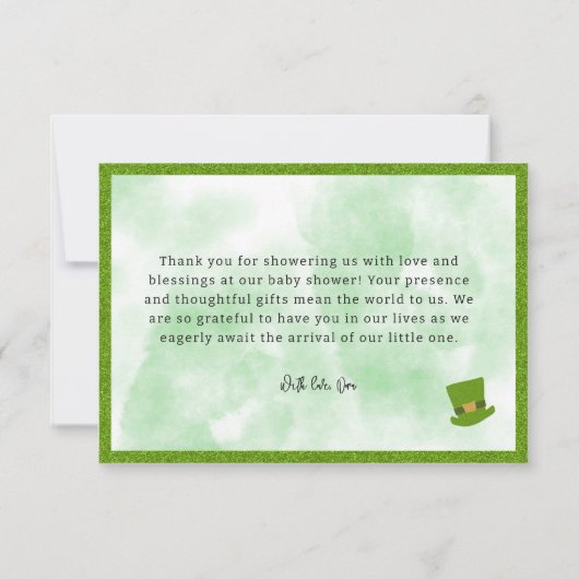 セントパトリックのレインボーベビーシャワーサンキューカード サンキューカード (裏面)