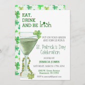 セントパトリックの日お祝いパーティー大人カクテル 招待状 (正面/裏面)